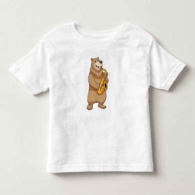 Camiseta Urso como músico com saxofone (Frente)