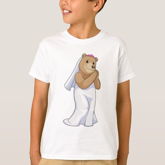 Camiseta Urso como Noiva com Véu (Frente)