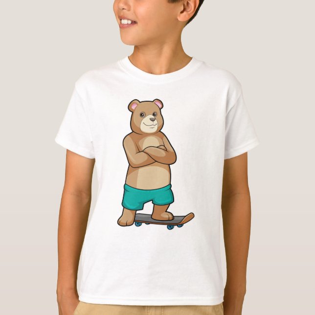 Camiseta Urso como Patinador com skate (Frente)