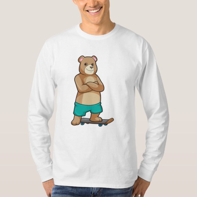 Camiseta Urso como Patinador com skate (Frente)