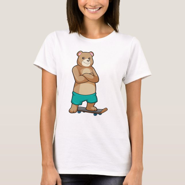 Camiseta Urso como Patinador com skate (Frente)