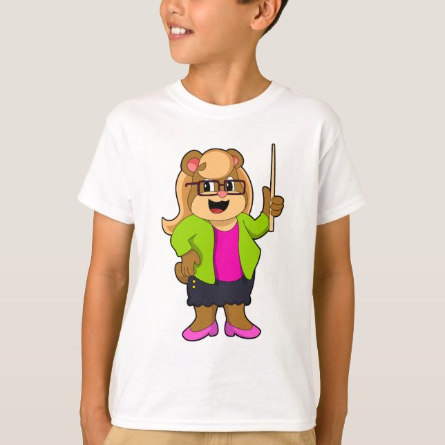 Camiseta Urso como Professor com Óculos (Frente)