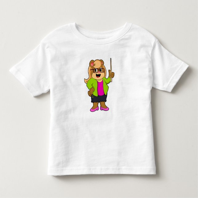 Camiseta Urso como Professor com Óculos (Frente)