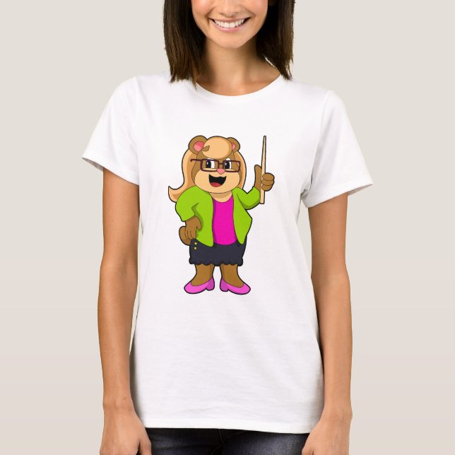Camiseta Urso como Professor com Óculos (Frente)