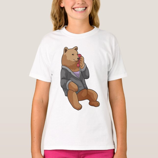 Camiseta Urso como Secretário com Telefone (Frente)