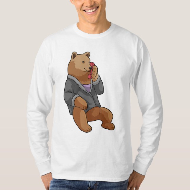 Camiseta Urso como Secretário com Telefone (Frente)