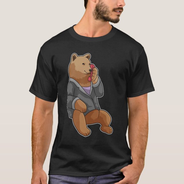 Camiseta Urso como Secretário com Telefone (Frente)