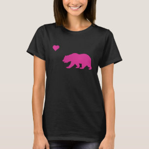 Camiseta Urso & coração do rosa quente do amor de