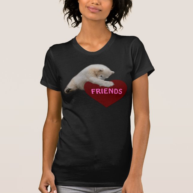 Camiseta Urso Cub polar que abraça o coração (Frente)
