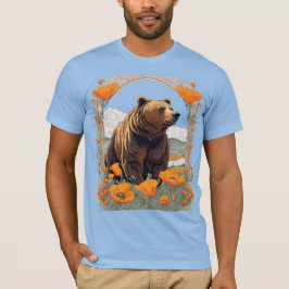 Camiseta Urso Da Califórnia Na Paisagem De Poppy