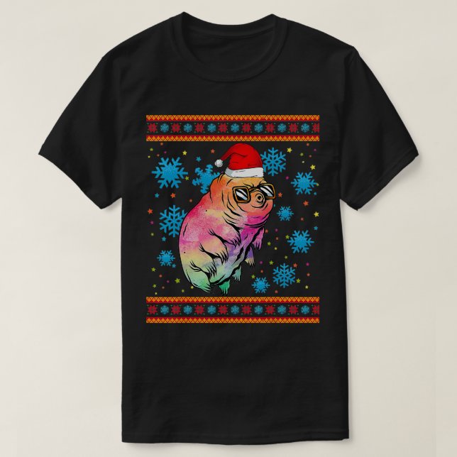 Camiseta Urso d'Água com a Microbiologia Santa Hat Natal T (Frente do Design)