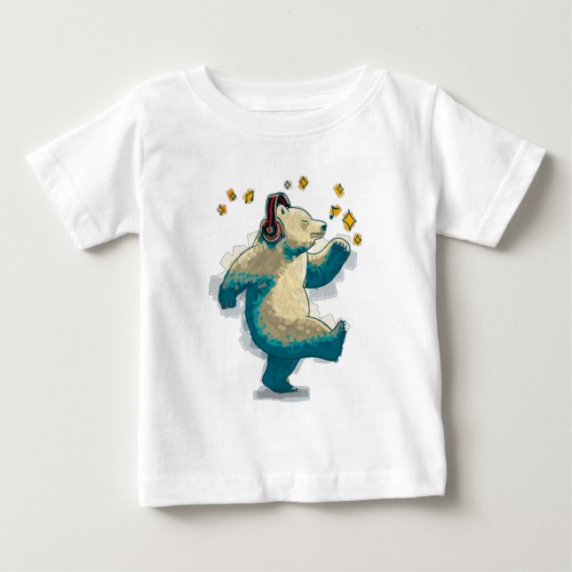 Camiseta Urso Dançante com fones de ouvido (Frente)