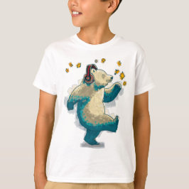 Camiseta Urso Dançante com fones de ouvido