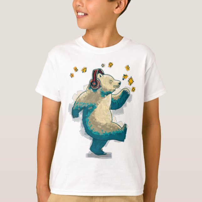 Camiseta Urso Dançante com fones de ouvido (Frente)