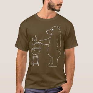 Camiseta Urso de Acampamento Engraçado Grelha na Natureza