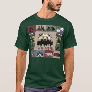 Camiseta Urso de Acampamento Odeio Pessoas