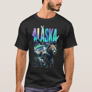 Camiseta Urso de Alasca Alce Montanha Natureza Aurora Borea