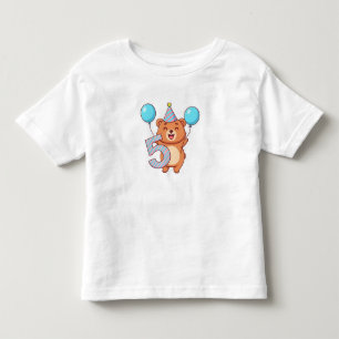 Camiseta Urso de aniversário fofo com chapéu de festa e bal