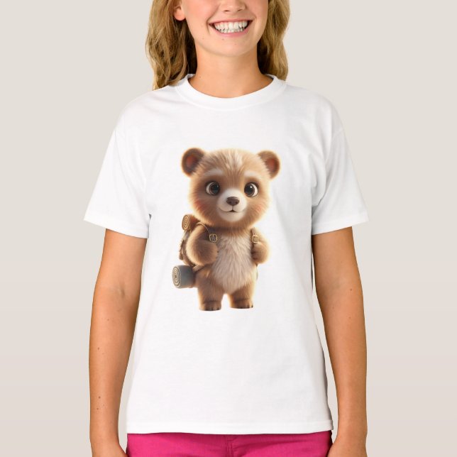 Camiseta Urso de Aventura 3D (Frente)