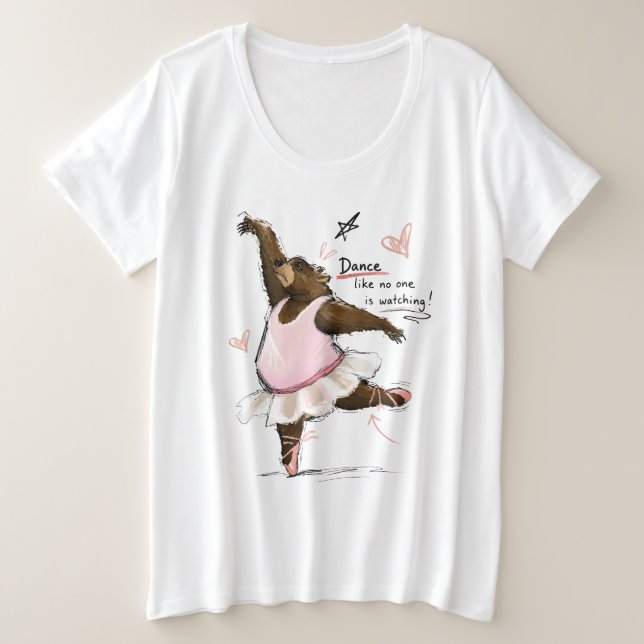 Camiseta Urso de Ballet Divertido Dançando como se Ninguém  (Frente do Design)