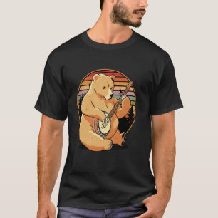 Camiseta Urso de Banjo Estilo Folk Estilo de Vida Ocidental