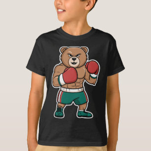 Camiseta Urso de Boxe Engraçado Lutador Durão Cartoon
