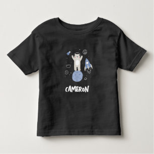 Camiseta Urso de Cartoon Bonito no Espaço