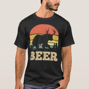 Camiseta Urso De Cerveja Engraçado Retrô Vintage Sunset