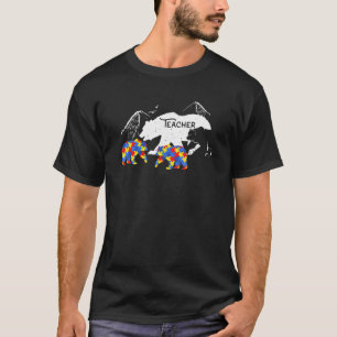 Camiseta Urso de Conscientização do Autismo Professor Amor