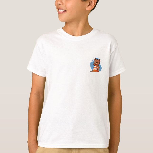 Camiseta Urso de Construção Fofo para Crianças (Frente)