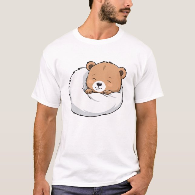 Camiseta Urso de dormir com cobertor a018 (Frente)
