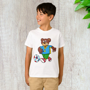 Camiseta Urso de Futebol Jogando Futebol com Roupa de Espor