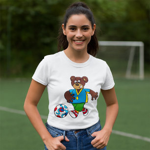 Camiseta Urso de Futebol jogando futebol em esportes