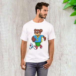 Camiseta Urso de Futebol jogando futebol em esportes