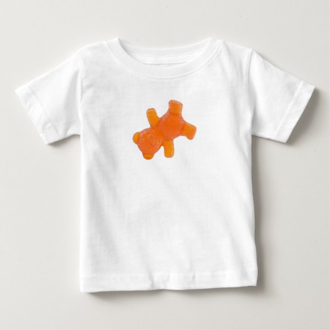 Camiseta Urso de Goma Laranja de Breakdance - Bebê Doce e L (Frente)