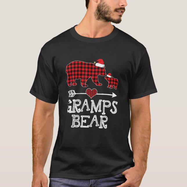 Camiseta Urso de Grampo, Urso de Xadrez de Buffalo Vermelho (Frente)