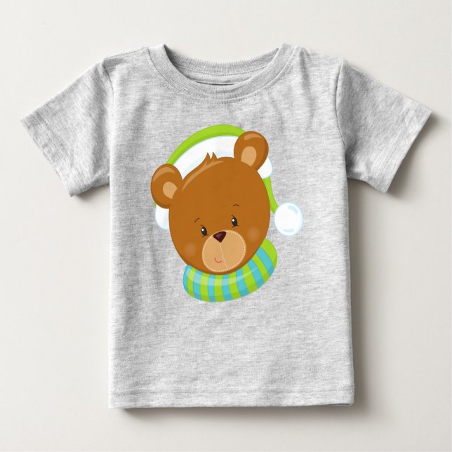 Camiseta Urso De Inverno, Urso Bonito, Urso Castanho, Urso  (Frente)