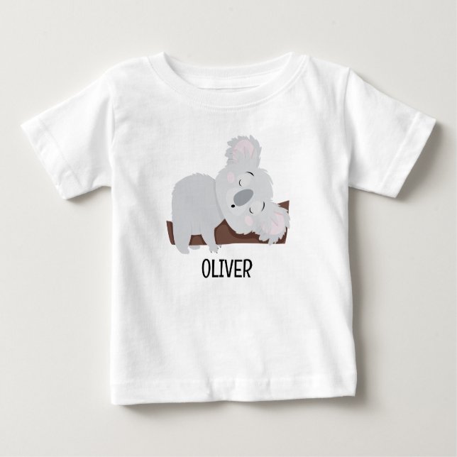 Camiseta Urso de Koala, Cinza Cute Personalizada (Frente)