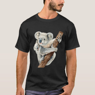 Camiseta Urso De Koala E Aquarela Realista De Bebê