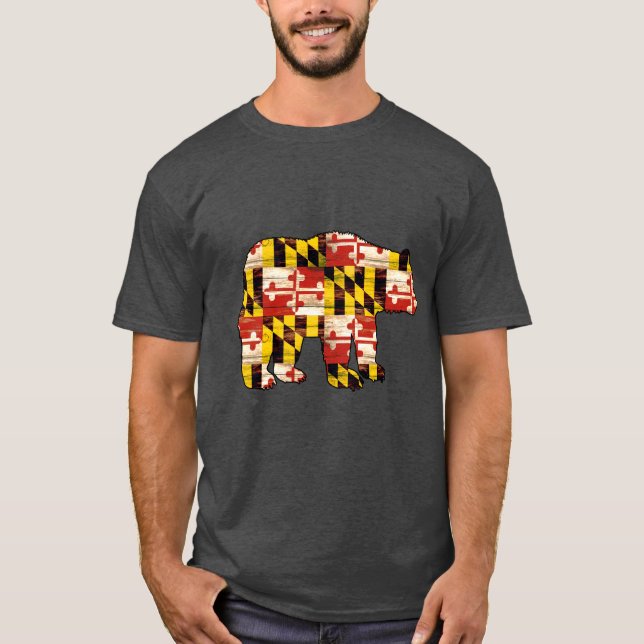 Camiseta Urso de madeira da bandeira de Maryland (Frente)