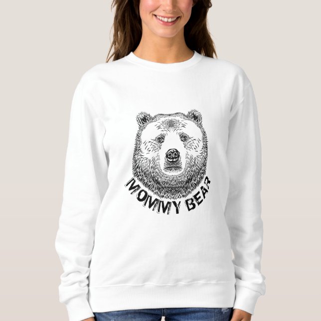 Camiseta Urso de mamãe, Ilustração Desenhada Mão (Frente)