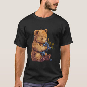 Camiseta Urso de Mirtilo Arte de Vida Selvagem Fruta de Mir