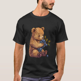 Camiseta Urso de Mirtilo Arte de Vida Selvagem Fruta de Mir