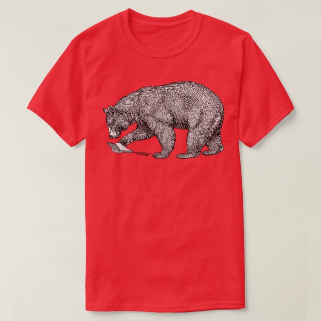Camiseta Urso de Montanha Preto na Ilustração da Linha Bran (Frente do Design)