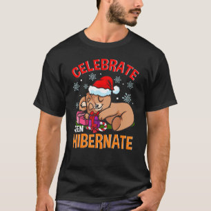 Camiseta Urso de Natal Hibernando Celebra Urso Sonolento
