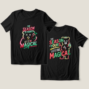 Camiseta Urso de Natal Mágico Neon Feminino Cozy Férias