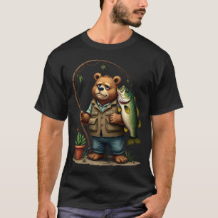 Camiseta Urso de Negligência dos Pais de Plantas Pescando C