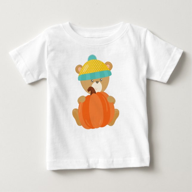 Camiseta Urso De Outono, Urso Bonito, Urso Com Chapéu, Abób (Frente)