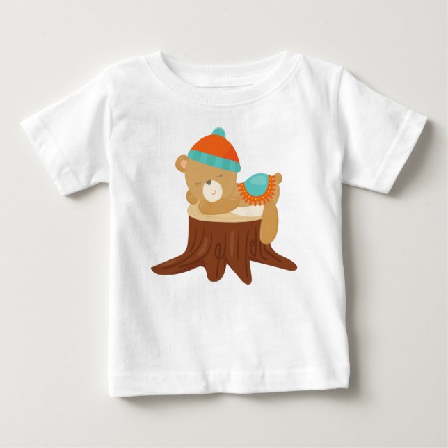 Camiseta Urso De Outono, Urso Dormindo, Urso Bonito, Bomba  (Frente)