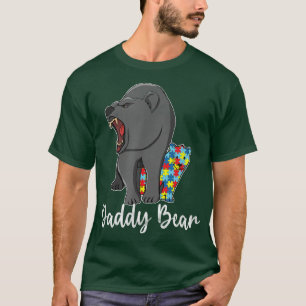 Camiseta Urso de Pai Autismo Mens Suportam Urso de Pai Auti